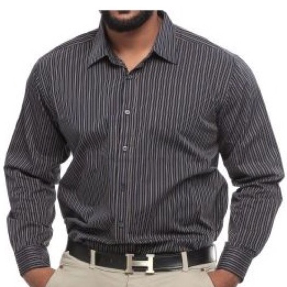 Faconnable Black & Grey Striped shirt